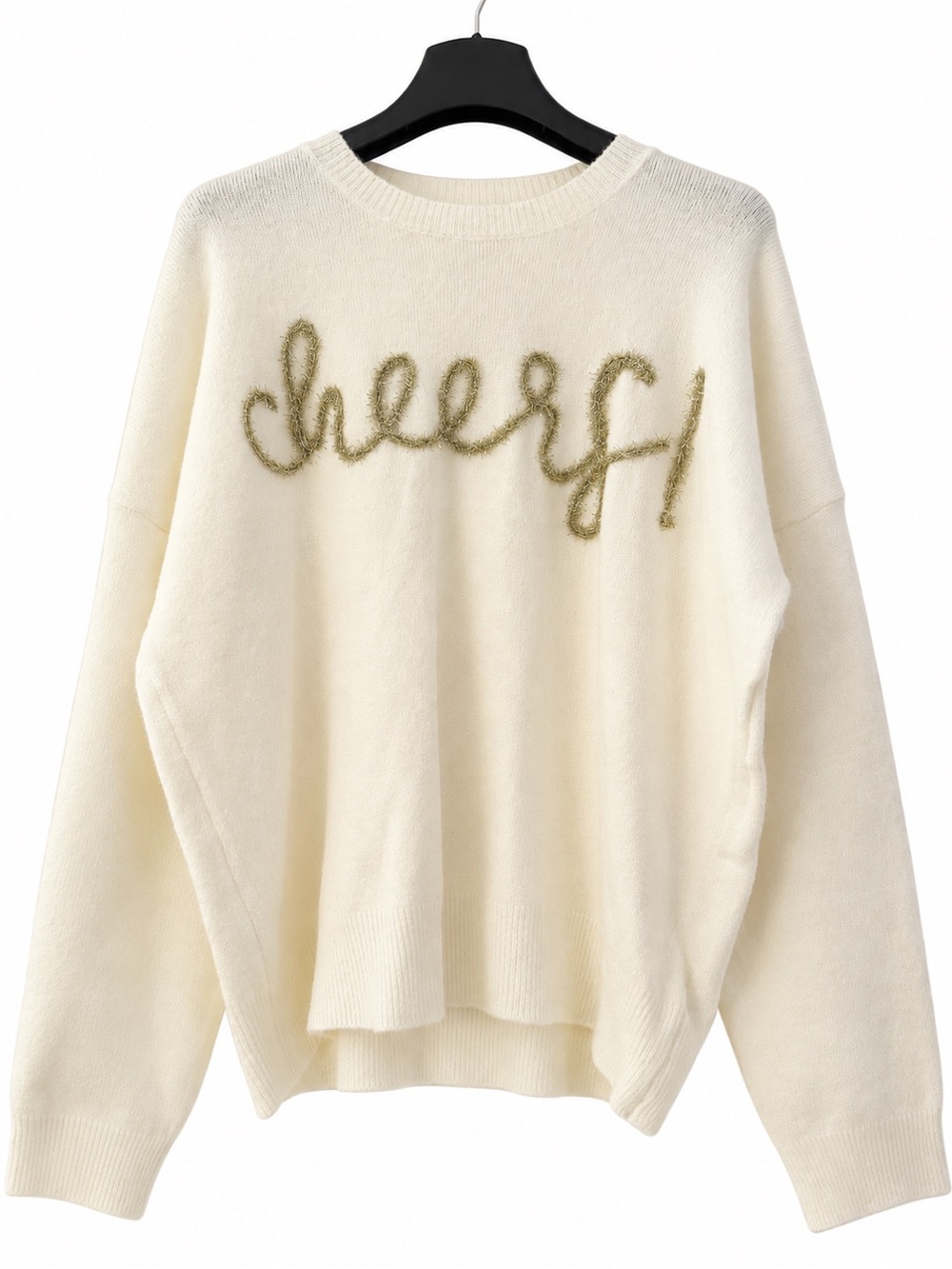 GILLI Cheer Metallic Holiday Sweater Cream Size M
